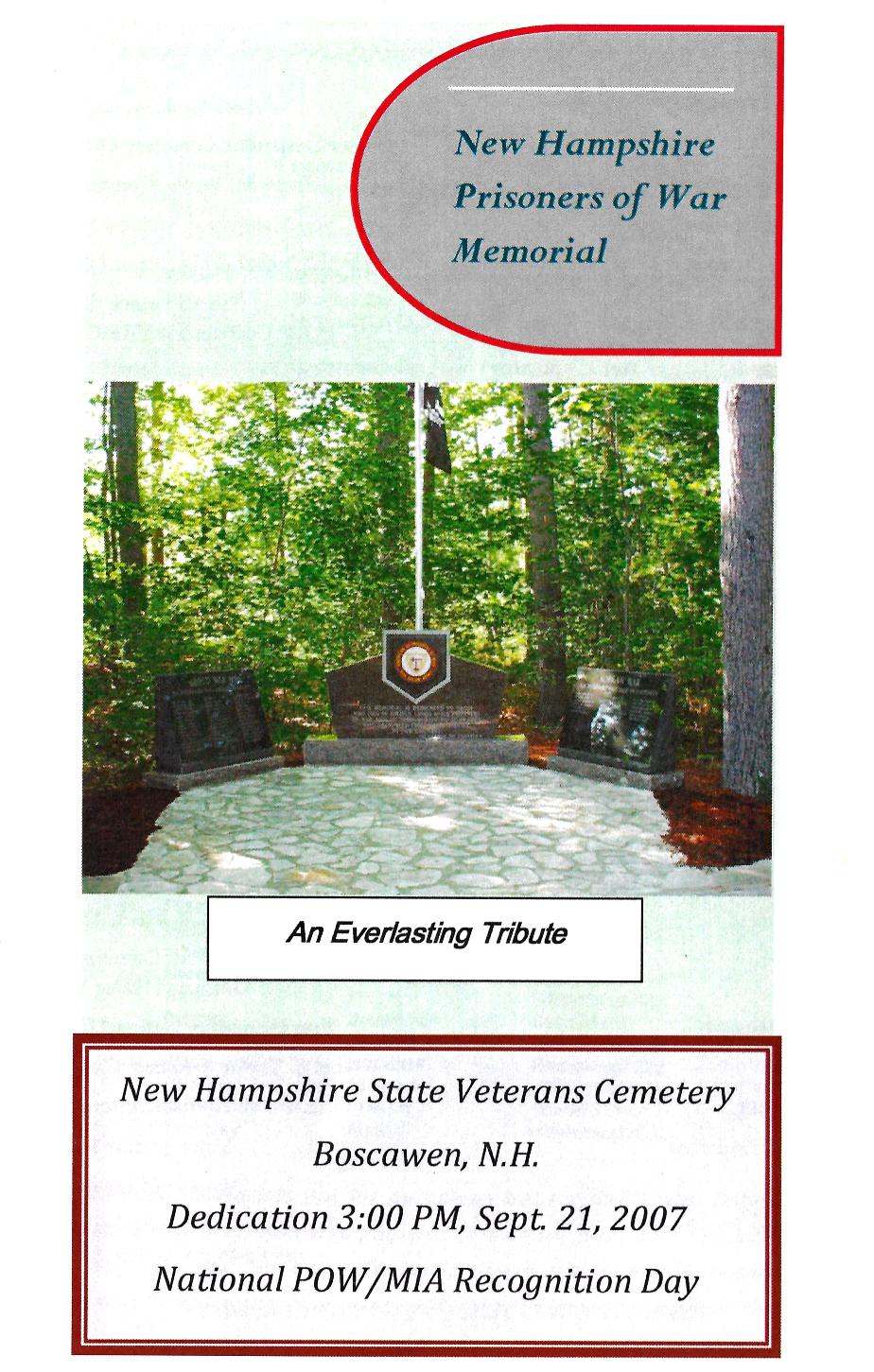 NH State Veterans Cemetery POW Memorial Sept 21 2007