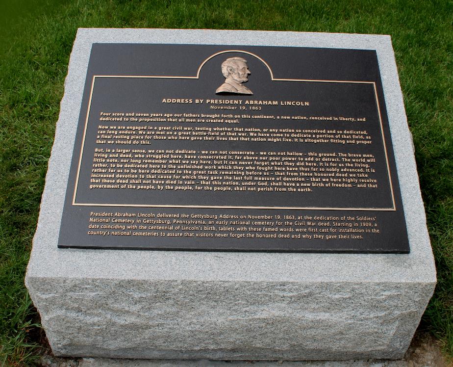 New Hampshire State Veterans Cemetery - Abraham Lincoln's Gettysburg Address