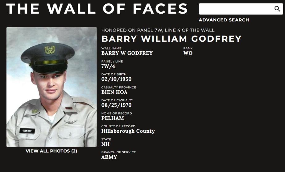 Barry William Godfrey Pelham NH Vietnam War Casualty