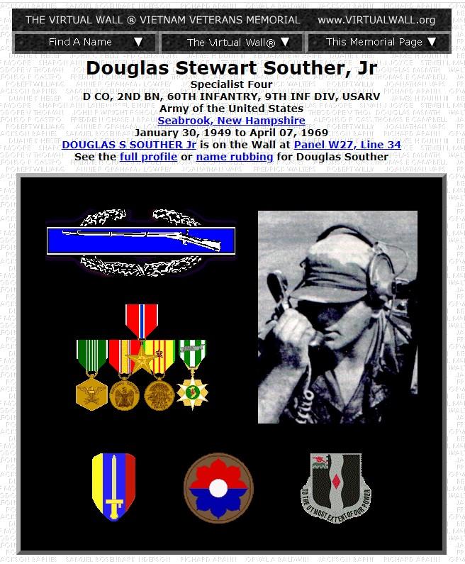 Douglas Stewart Souther Jr Seabrook NH Vietnam War Casualty