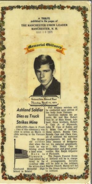 Frank Lee Cass Plymouth NH Vietnam War Casualty 