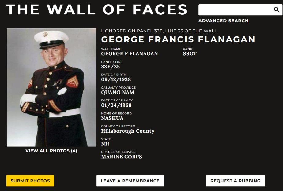 George Francis Flanagan Nashua NH Vietnam War Casualty