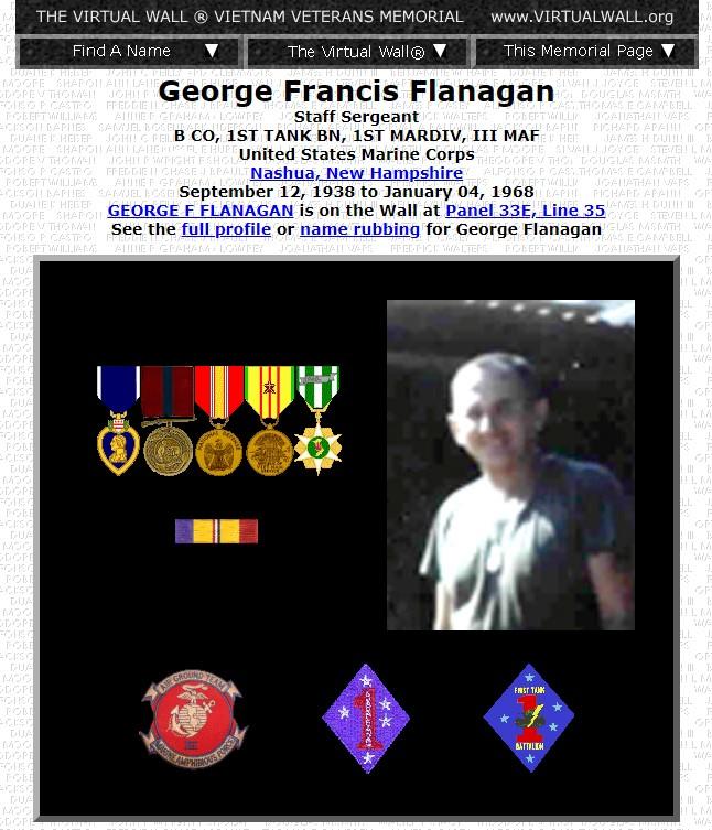 George Francis Flanagan Nashua NH Vietnam War Casualty