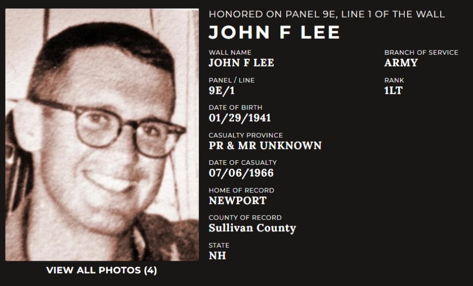 John F Lee New Port NH Vietnam War Casualty