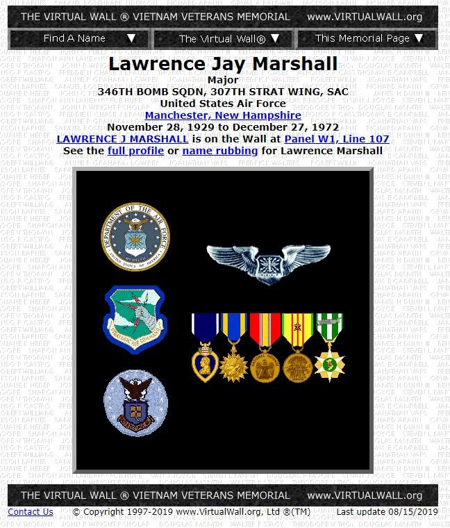 Lawrence Jay Marshall Manchester NH Vietnam War Casualty