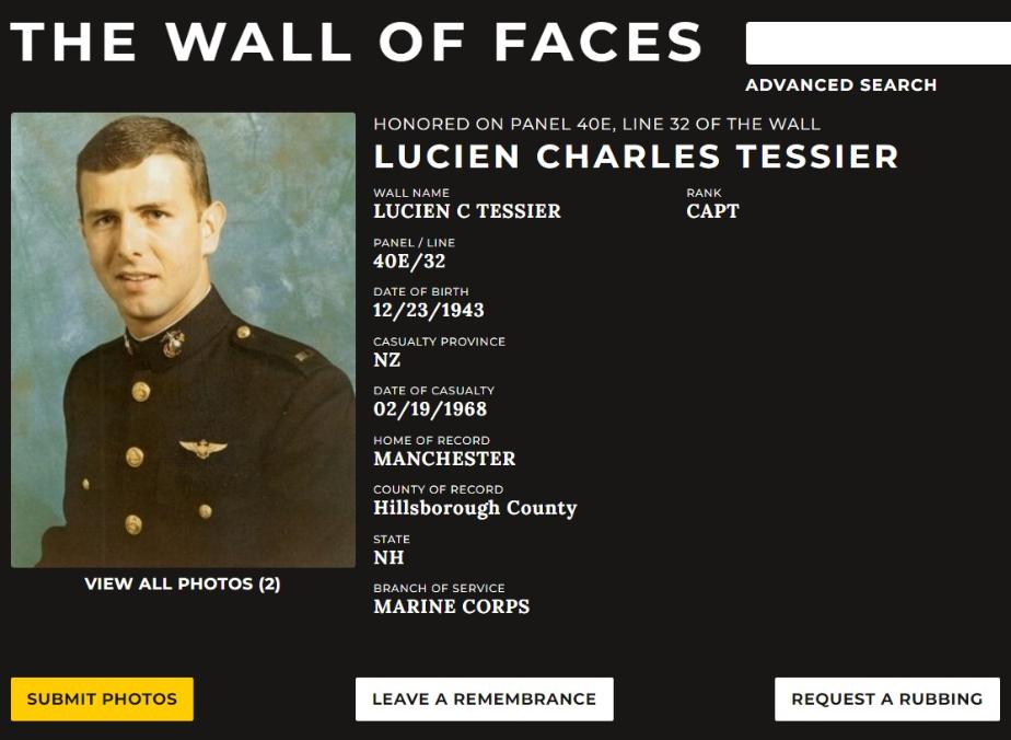 Lucien Charles Tessier Manchester NH Vietnam War Casualty