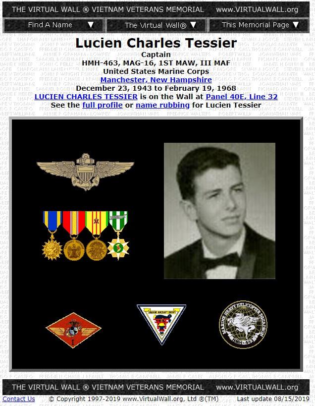 Lucien Charles Tessier Manchester NH Vietnam War Casualty