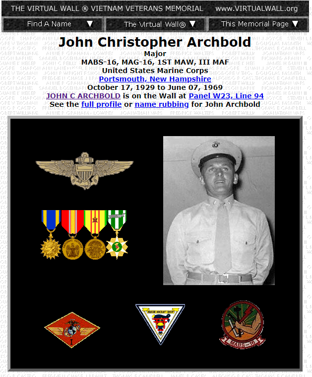 Major John Christopher Archbold Portsmouth NH