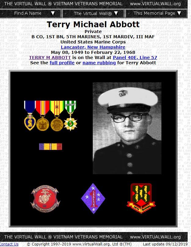 Private Terry Michael Abbott - Lancaster NH