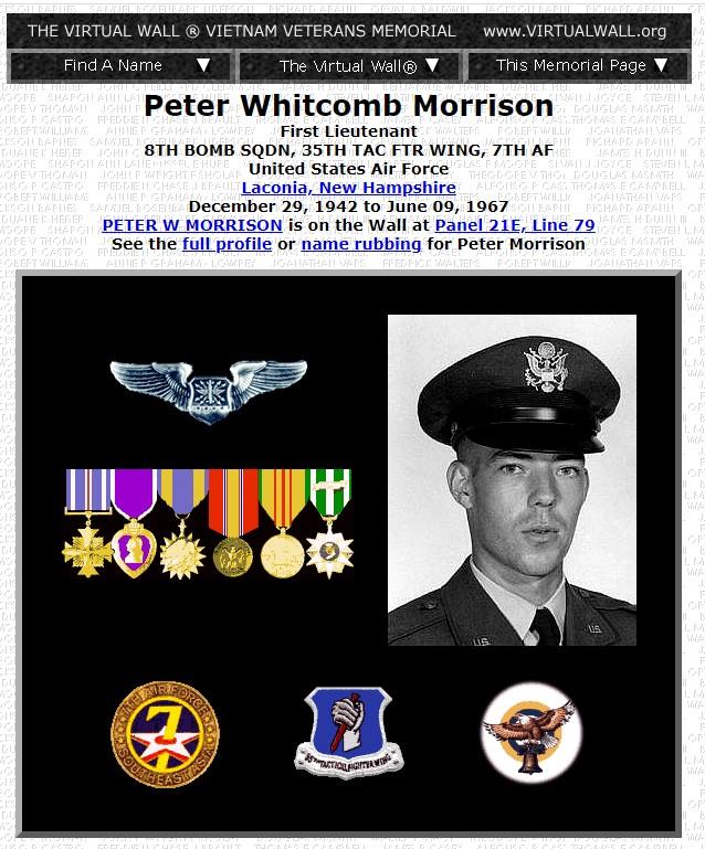 Peter Whitcomb Morrison Laconia NH Vietnam War Casualty