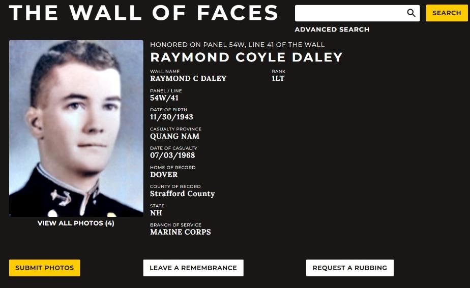 Raymond Coyle Daley Dover NH Vietnam War Casualty
