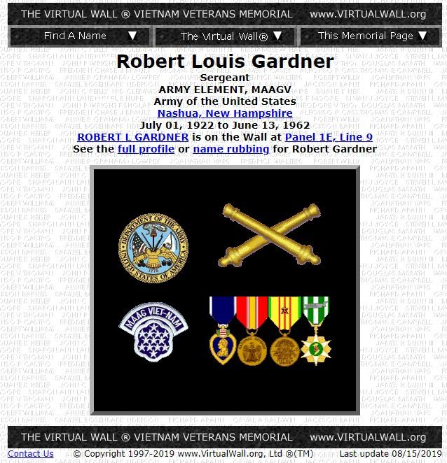 Robert Louis Gardner Nashua NH Vietnam War Casualty