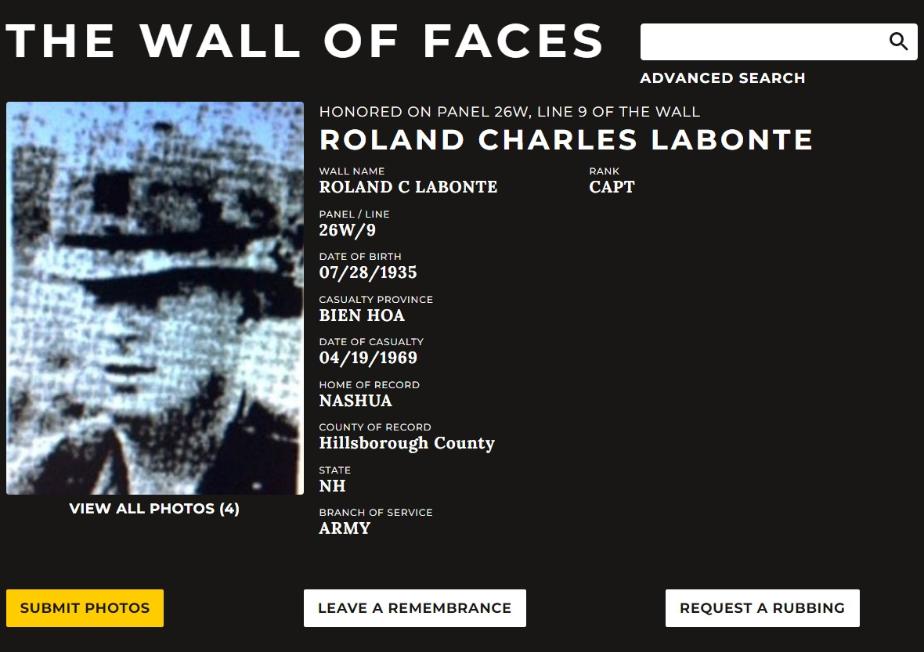 Ronald Charles Labonte Nashua NH Vietnam War Casualty