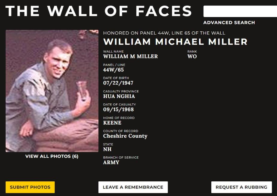 William Michael Miller Keene NH Vietnam War Casualty