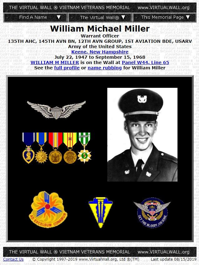 William Michael Miller Keene NH Vietnam War Casualty