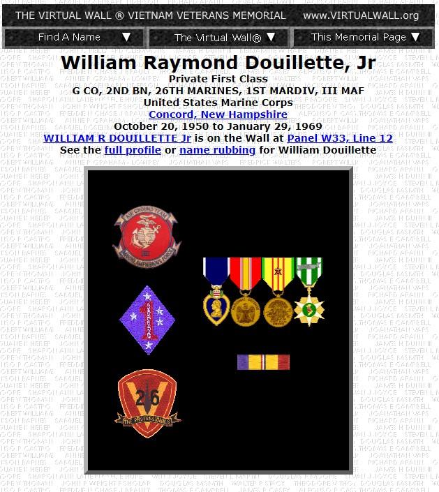 William Raymond Douillette Concord NH Vietnam Casualty