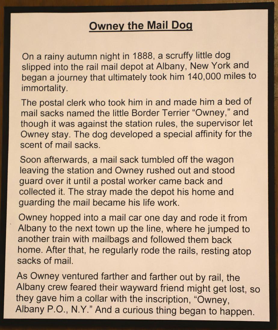 NH Telephone Museum - Railroad Communications Exhibit - OWNEY the Mail Dog