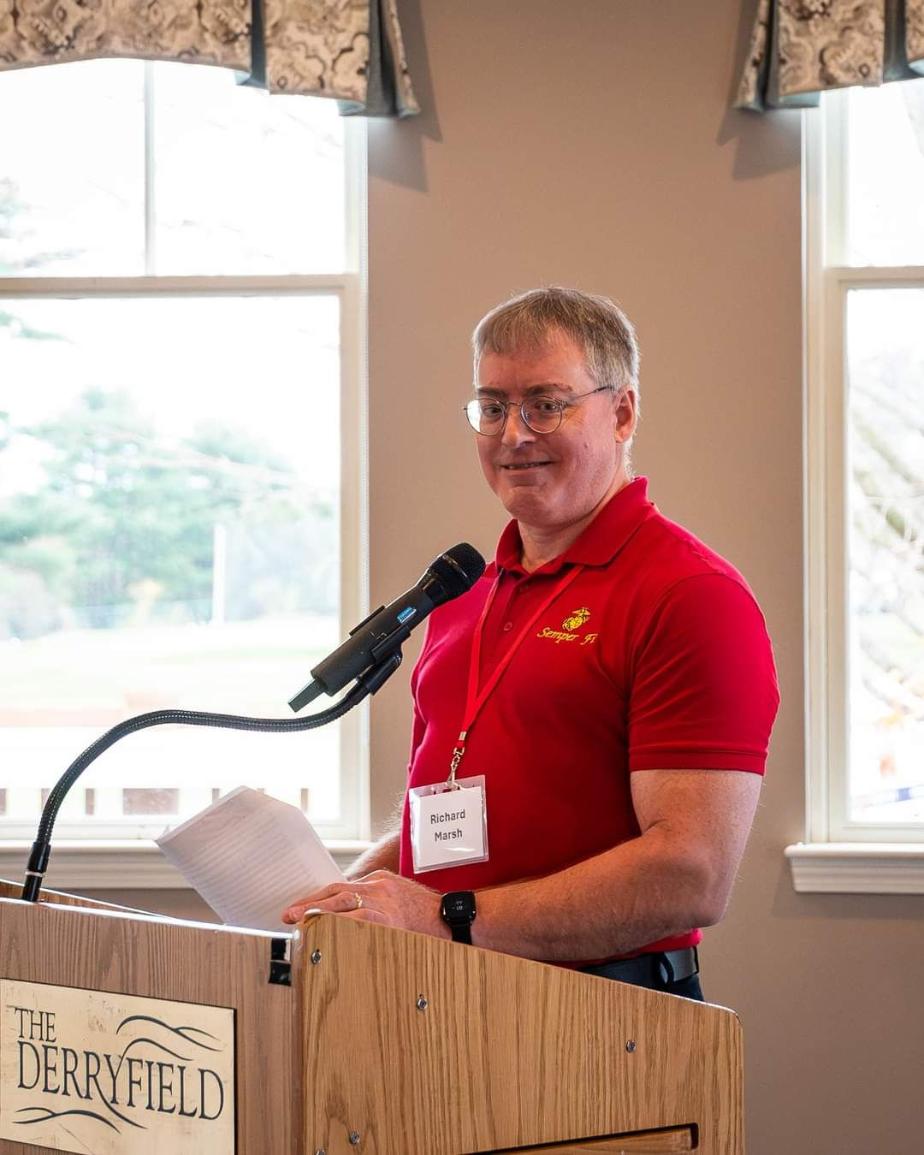 Richard Marsh speaking at the 2023 Marine Corps Birthday Luncheon - Manchester New Hampshire