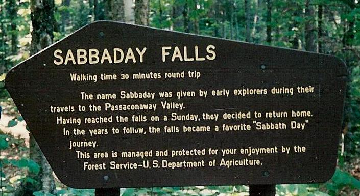Sabbaday Falls Sign
