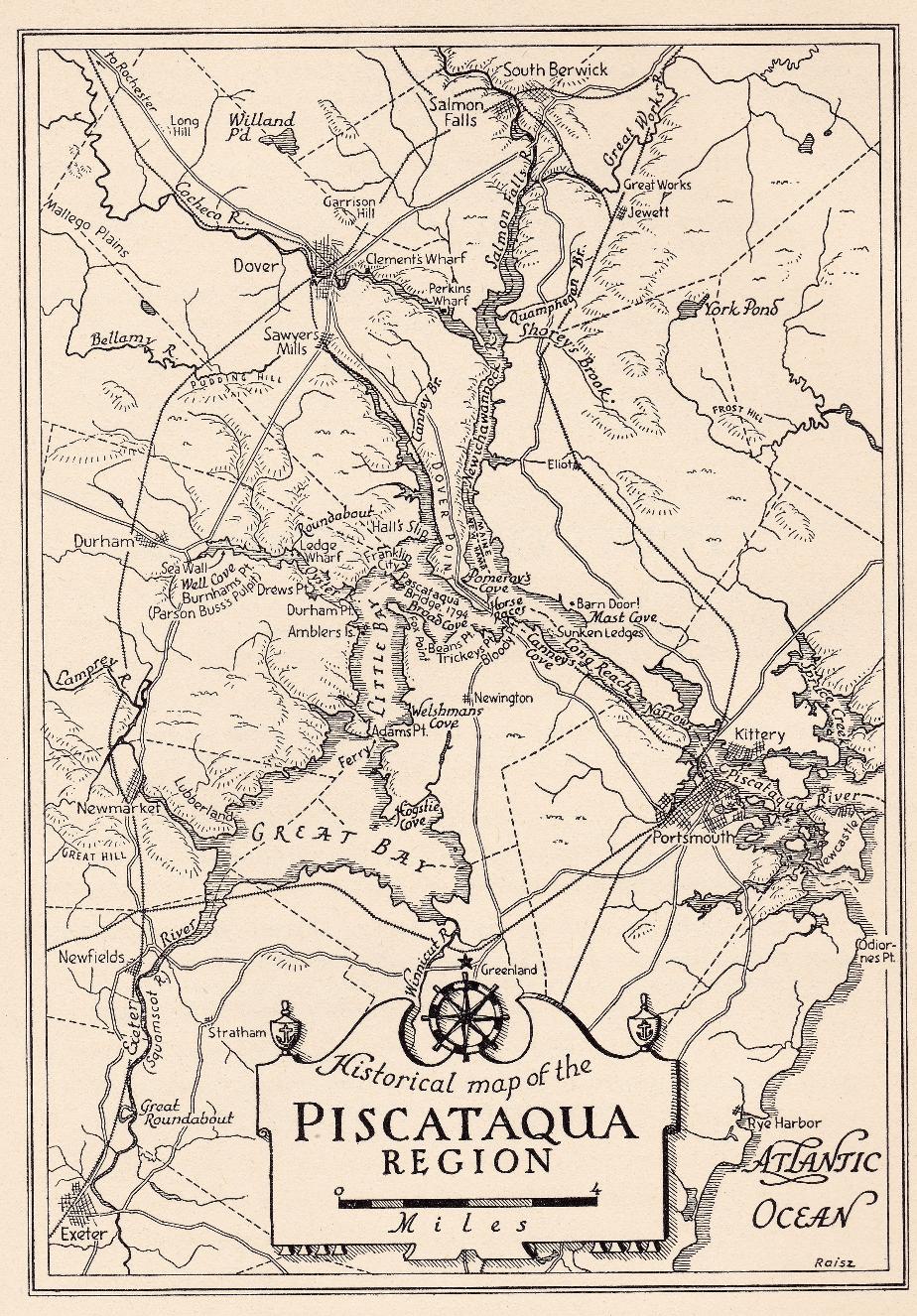 Historical Map of Piscataqua, Portsmouth NH