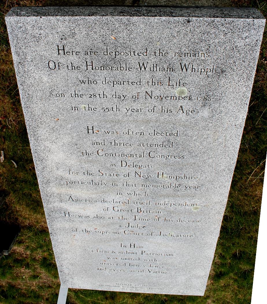 William Whipple Gravestone - Portsmouth New Hampshire