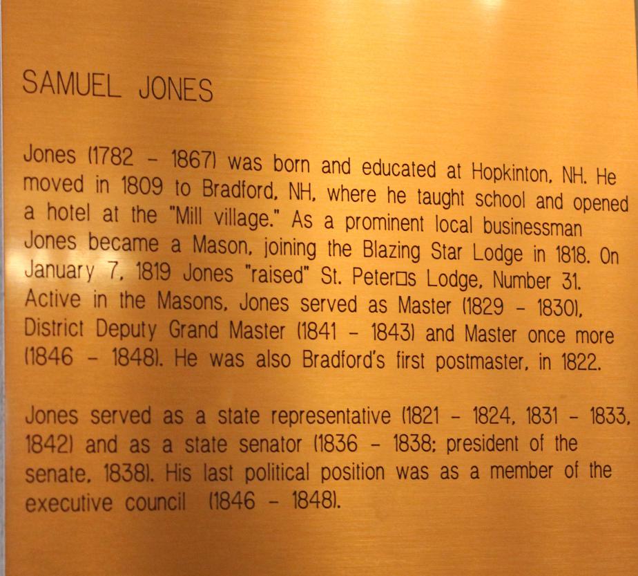 Samuel Jones NH State House Portrait Plate