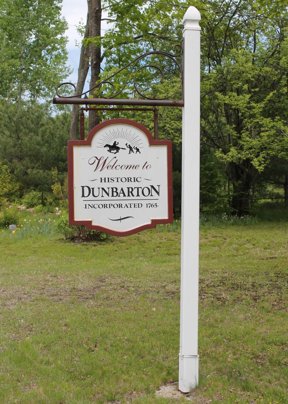 Dunbarton NH Town Welcome Sign