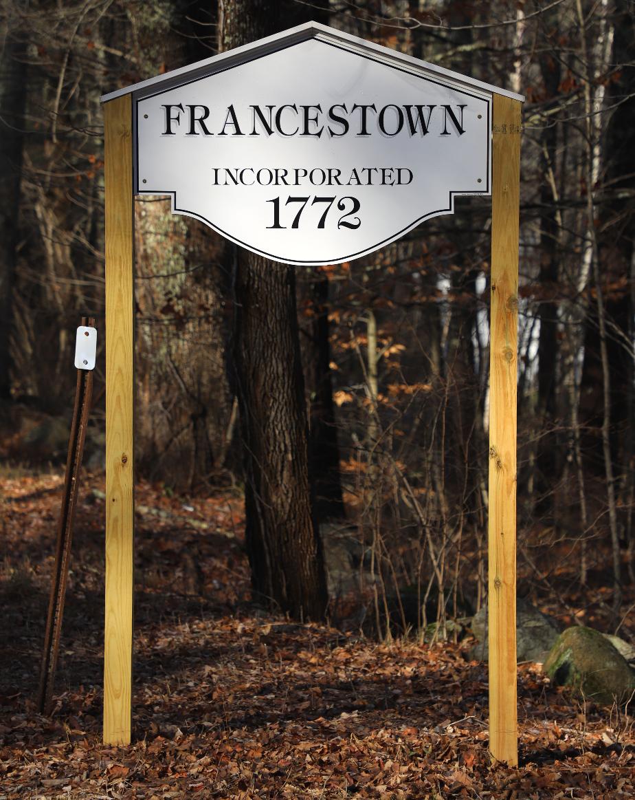 Francestown New Hampshire Town Welcome Sign