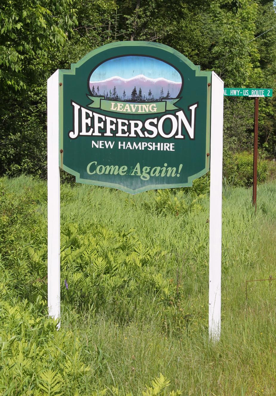 Leaving Jefferson New Hampshire Sign