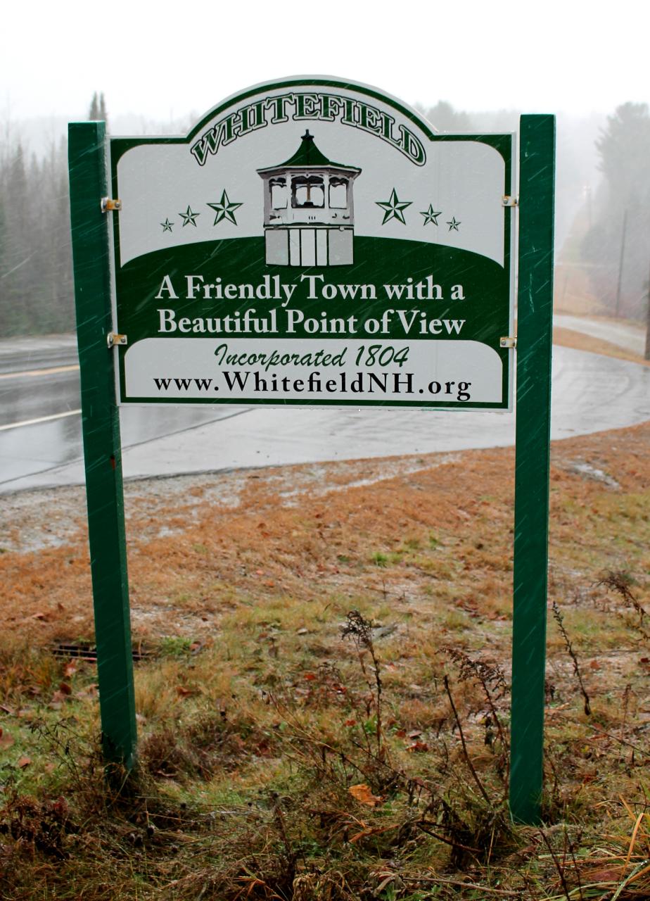 Whitefield New Hampshire Town Welcome Sign