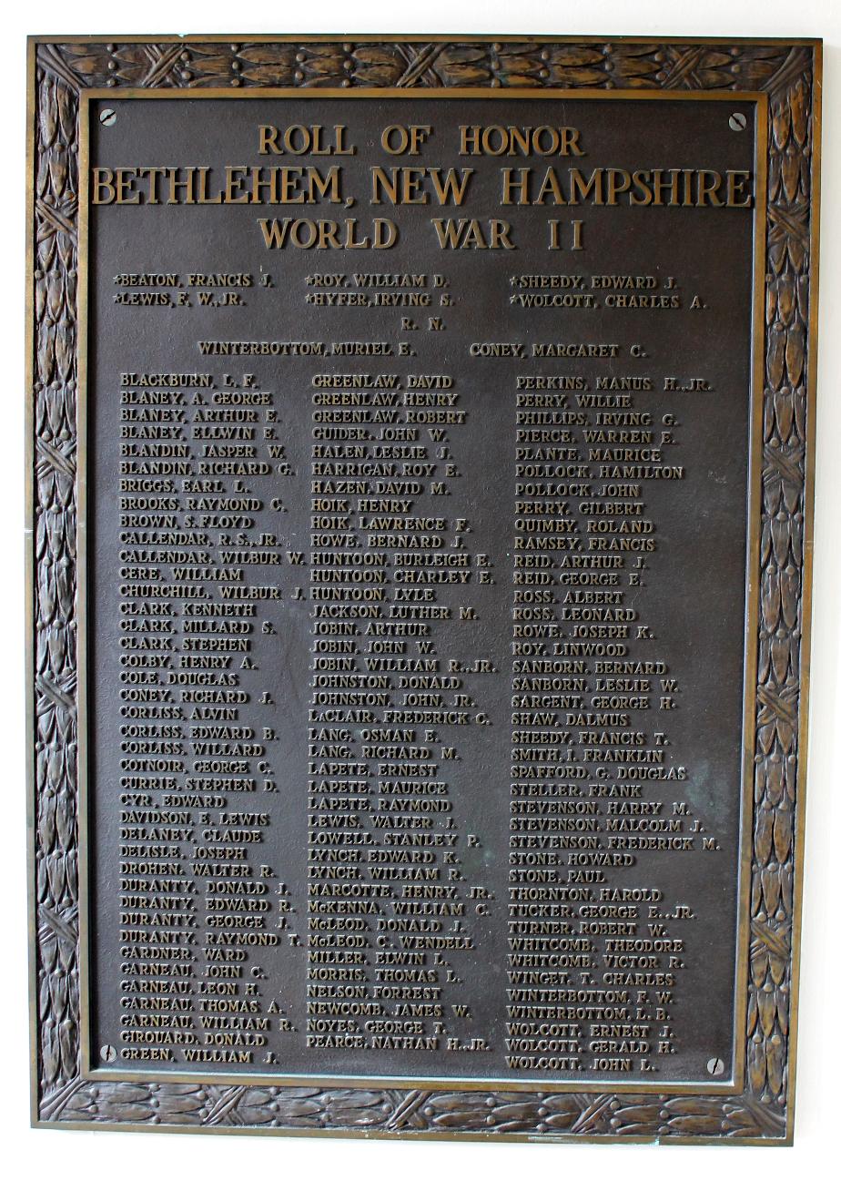 Bethlehem New Hampshire World War II Veterans Memorial