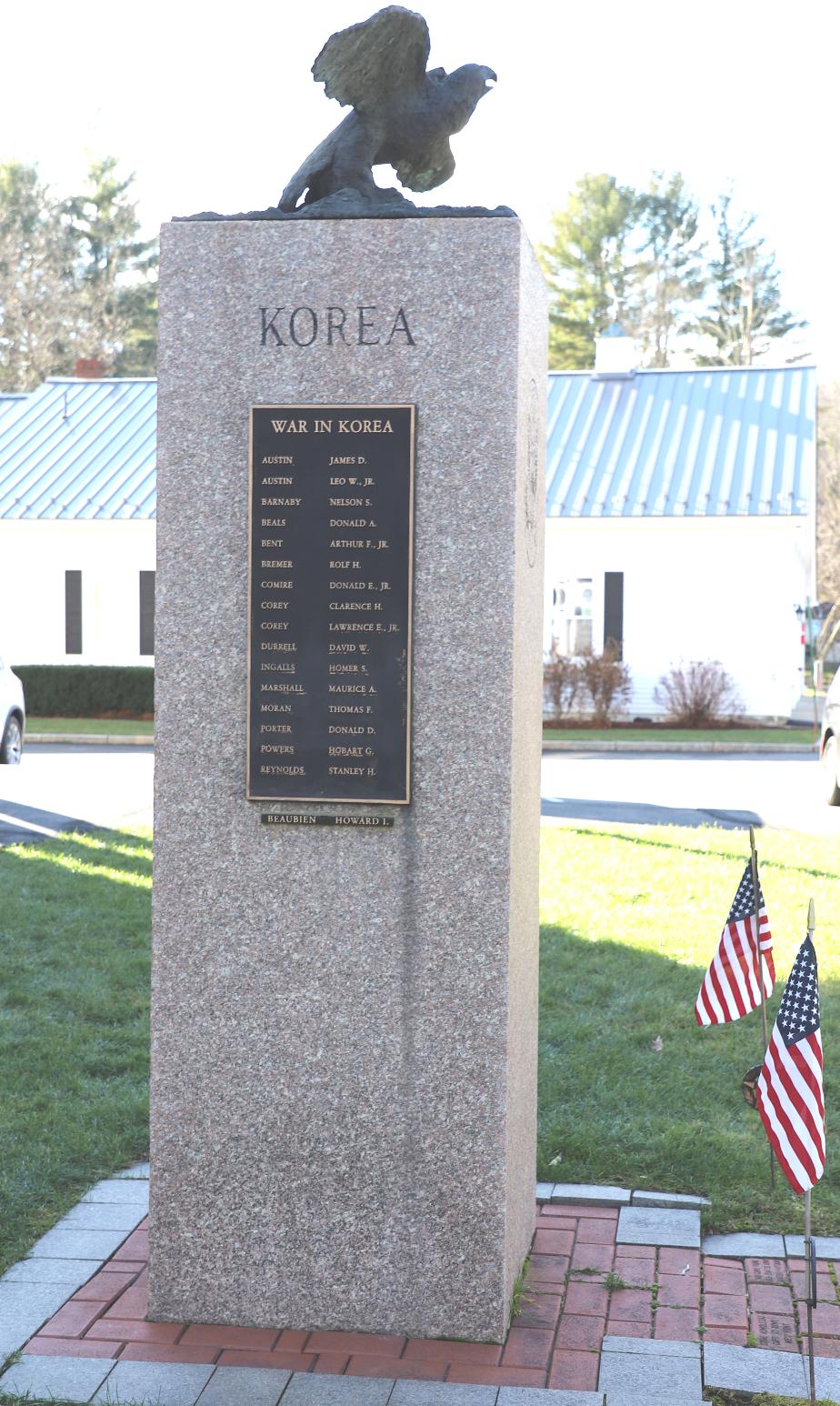 Brookline New Hampshire Korean War  Veterans Memorial