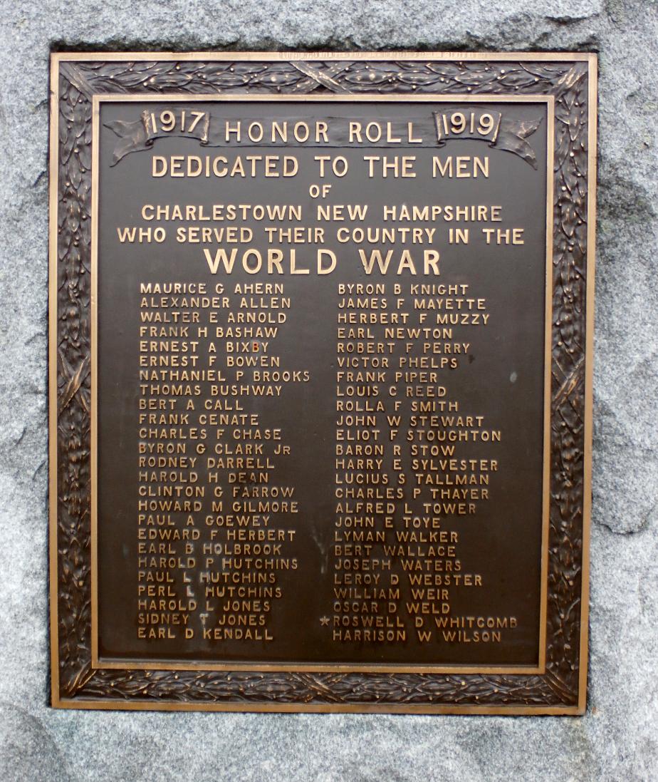 Charlestown NH WWI Veterans Honor Roll