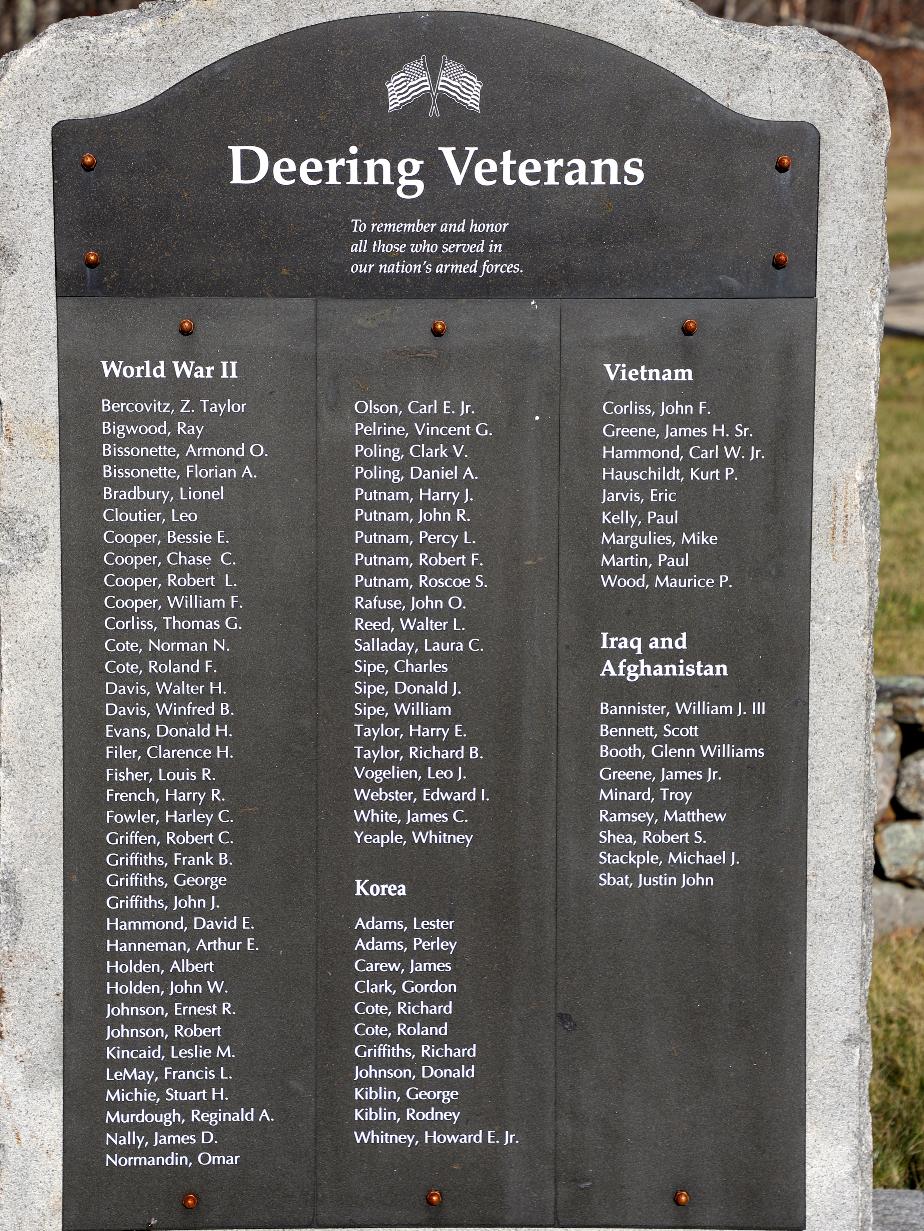 Deering New Hampshire Veterans Memorial
