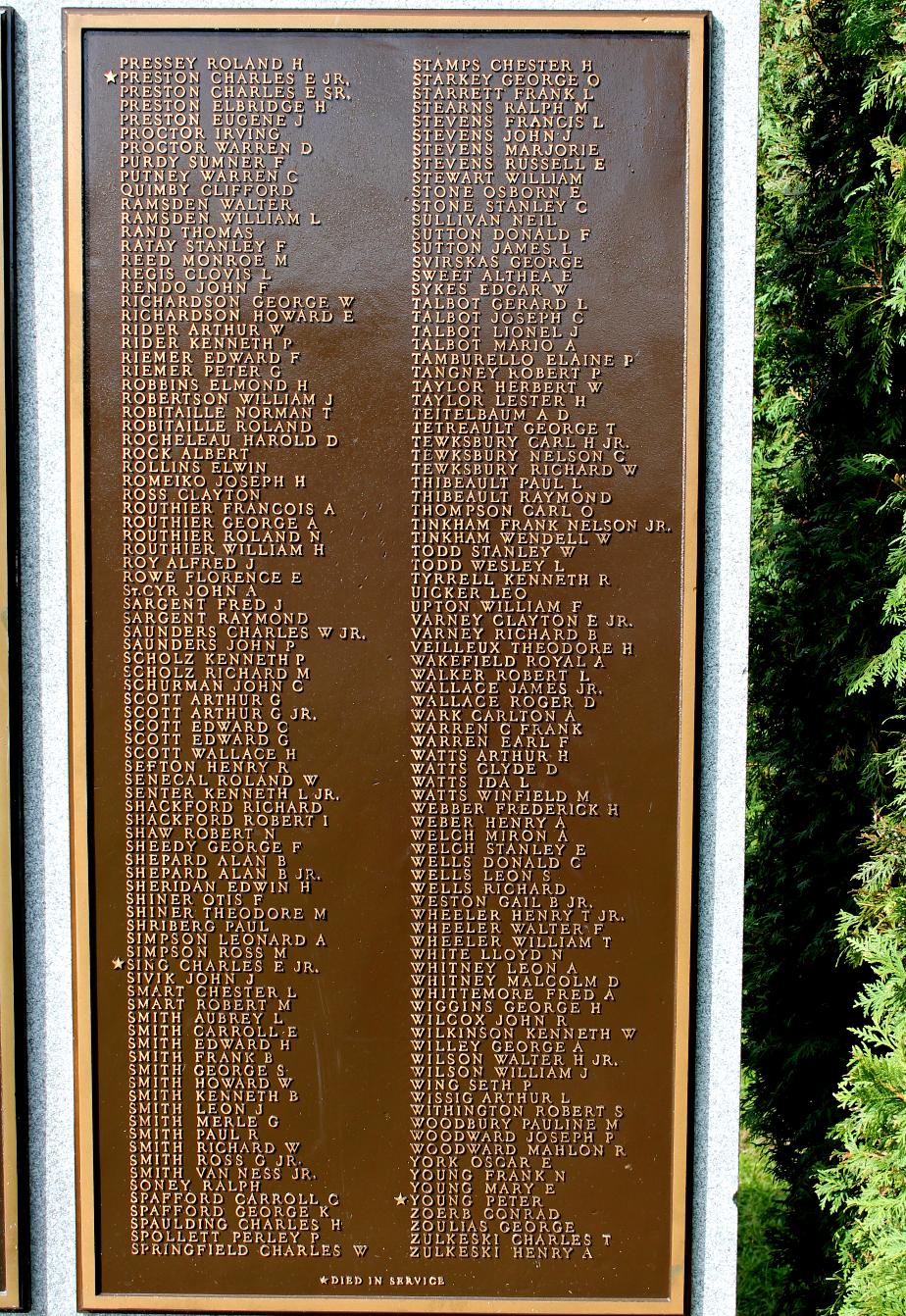 Derry NH World War II Veterans Memorial