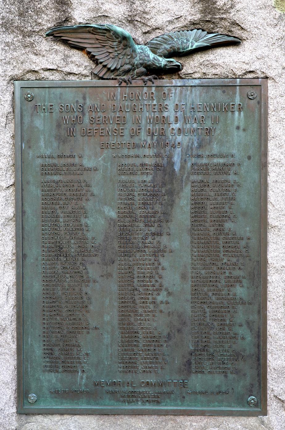 Henniker New Hampshire World War II Veterans Memorial