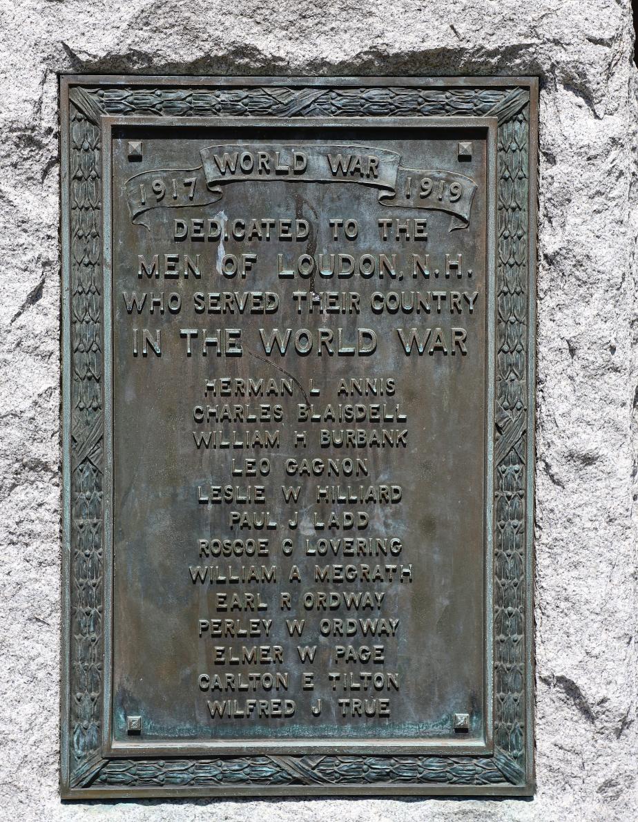 Loudon NH World War I Veterans Memorial