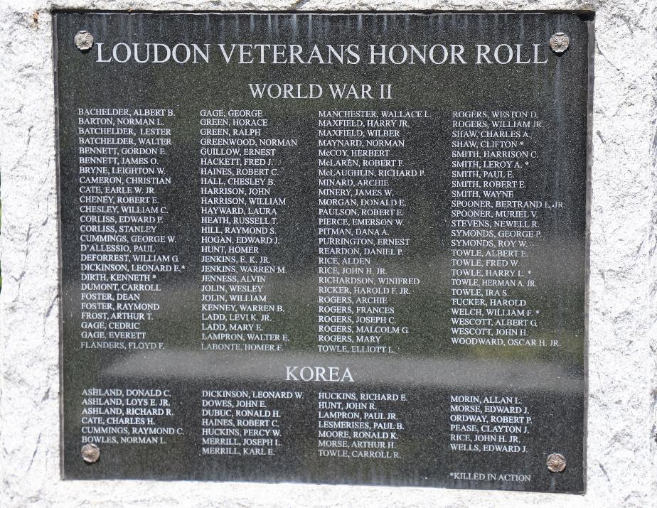 Loudon NH World War II  & Korean War Veterans Memorial