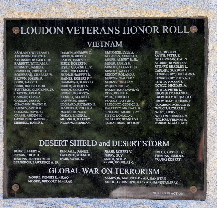 Loudon NH Vietnam War & Desert Storm  Veterans Memorial