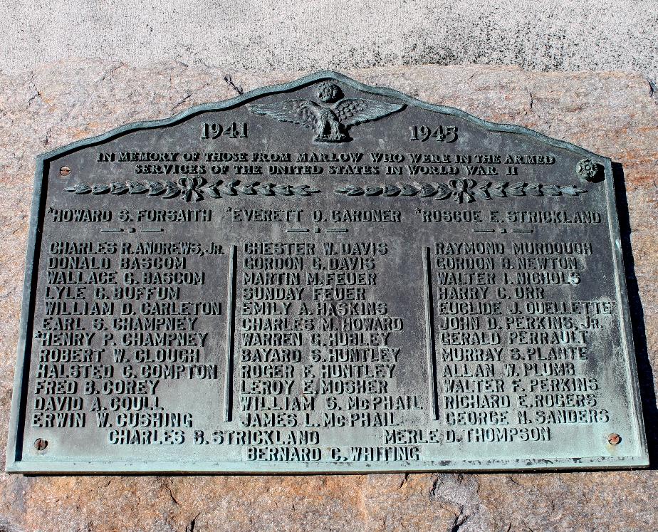 Marlow New Hampshire WWII Veterans Memorial