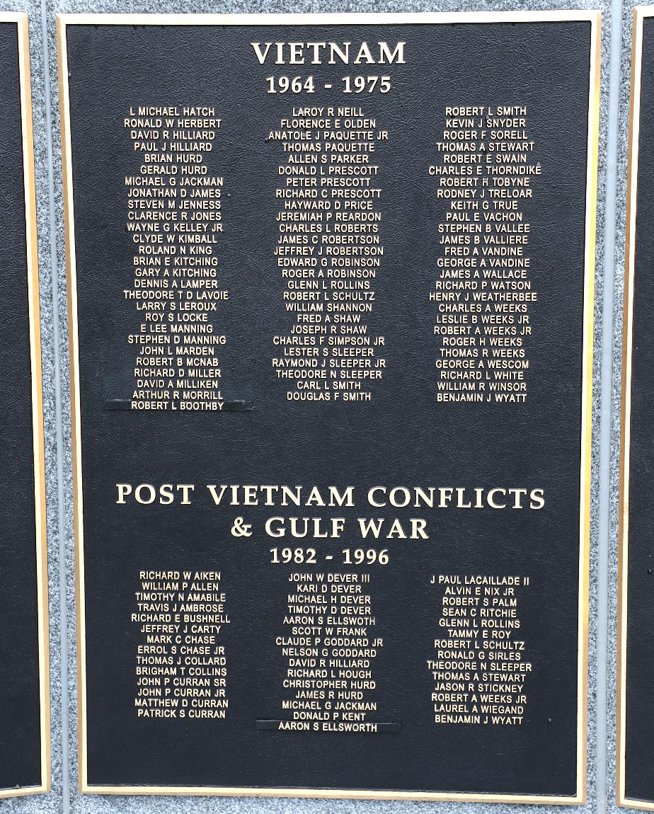 Merredith New Hampshire Vietnam War & Gulf War Veterans Honor Roll