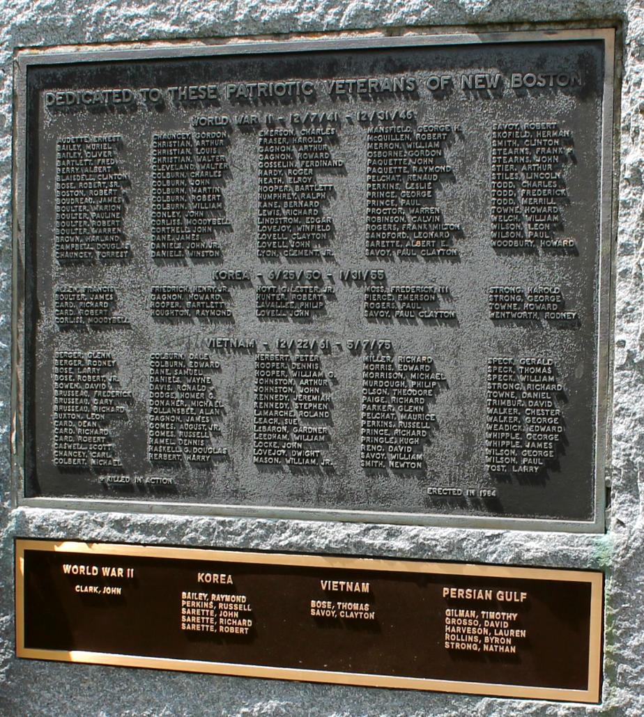 New Boston NH - Veterans Memorial