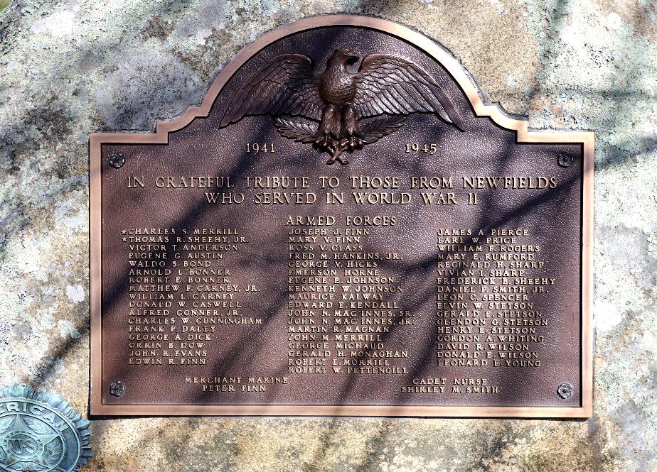 Newfields New Hampshire World War II Veterans Memorial