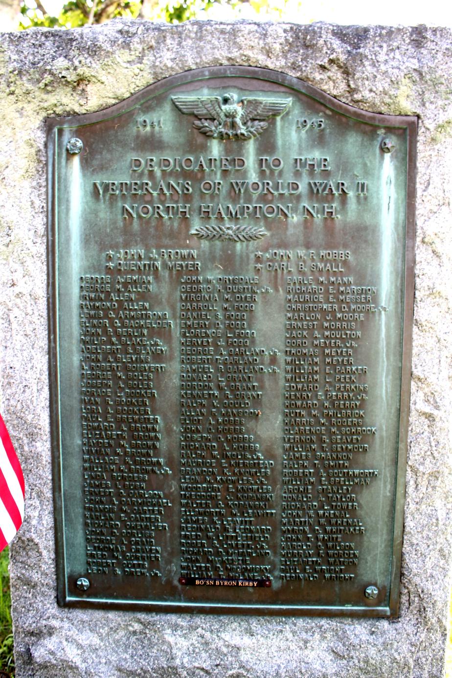 North Hampton NH World War II Veterans Memorial