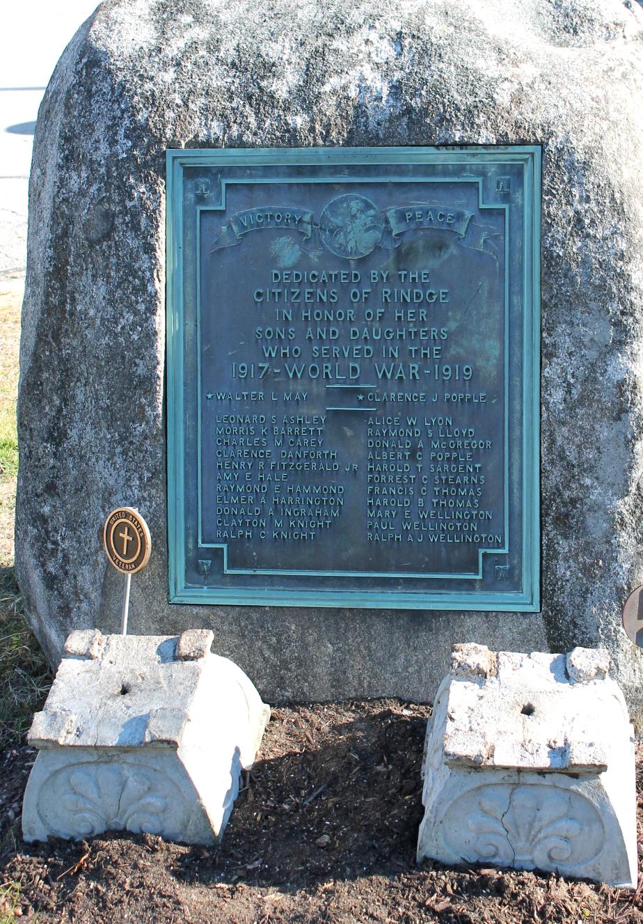Rindger New Hampshire World War I Veterans Memorial