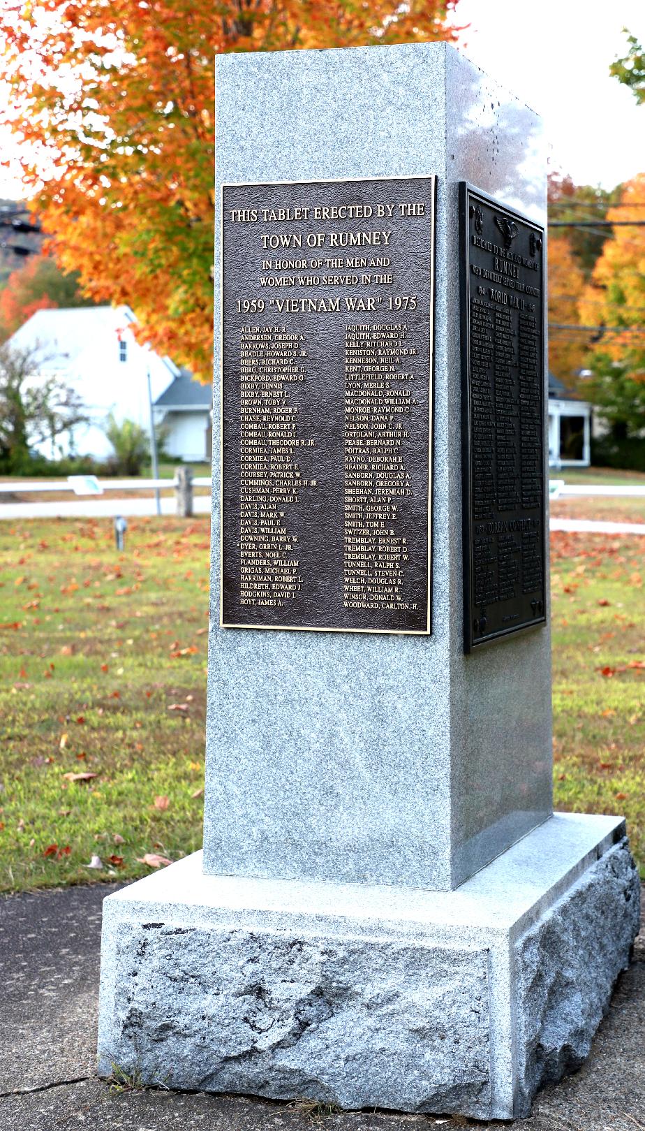 Rumney New Hampshire Veterans Memorial - Vietnam War