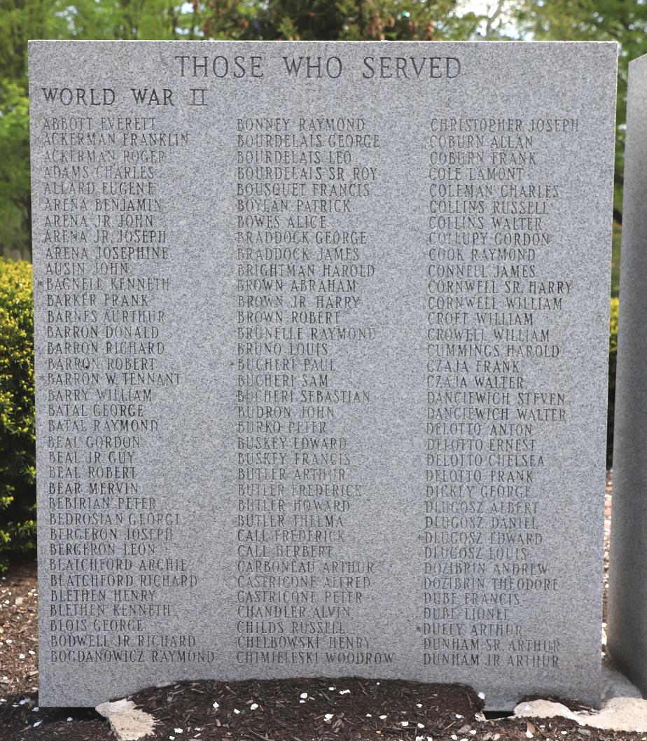 Salem New Hampshire Veterans Park - World War II A-D Veterans Monument