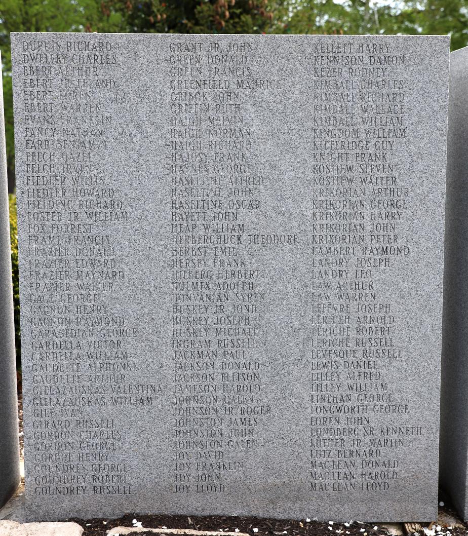 Salem New Hampshire Veterans Park - World War II D-M Veterans Monument
