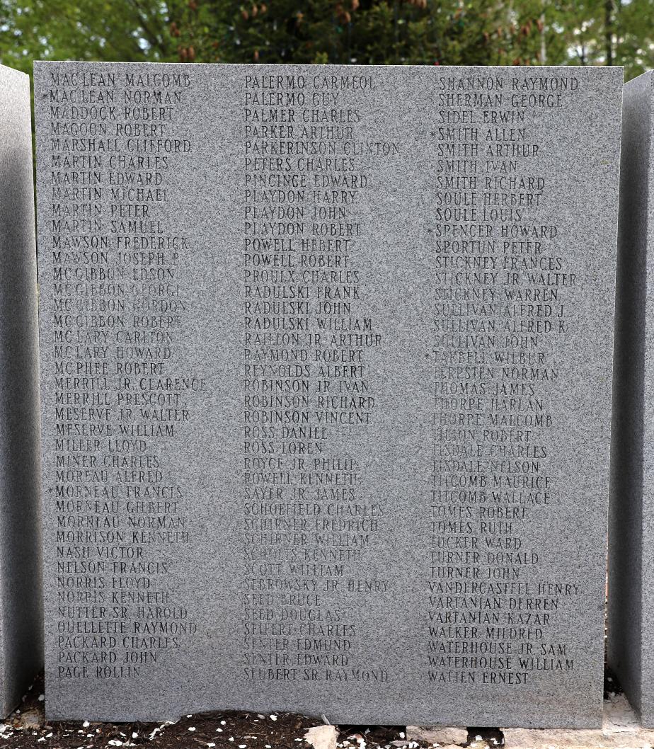 Salem New Hampshire Veterans Park - World War II M-W Veterans Monument