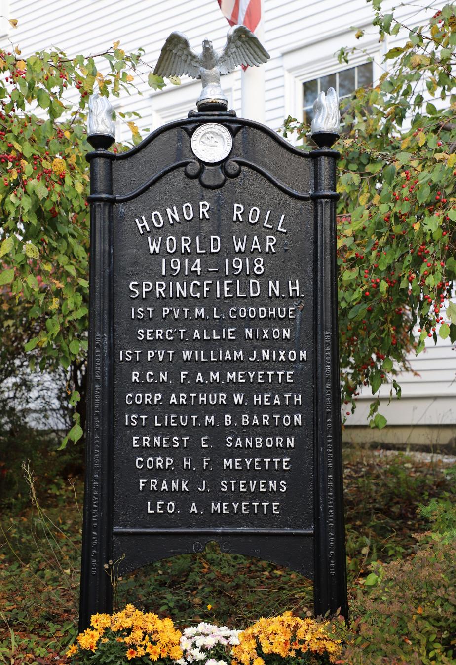 Springfield New Hampshire World War I Veterans Memorial